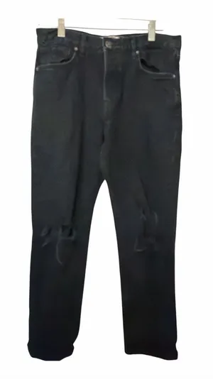 Free People Black Slim Straight Distressed Jeans thumbnail 1