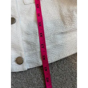 Theory Short Sleeve‎ Cropped Jacket 4 White Seersucker Button Up O0304101 thumbnail 7
