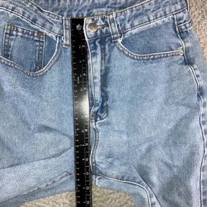 High Waist Straight Leg Jeans Women 25x28.5 Blue Retro Y2K Indie Released Hem thumbnail 16