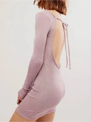 NWT Free People Call Me Later Long Sleeve Dress | Size: M | Dawn Pink thumbnail 2