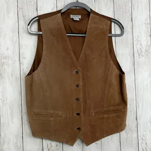 Gallagher Vintage Brown Genuine Leather Vest Medium Women’s Western Boho Biker thumbnail 3