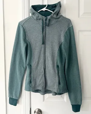 Pact Organic Two Tone Green Heather Full Zip Hooded Sweatshirt Jacket Small thumbnail 1