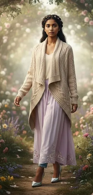 April Cornell Open Cardigan Medium Cream Wool Waterfall Wool Blend Cable Knit thumbnail 1