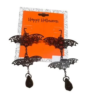 Gothic Bat‎ Drop Earrings Black Halloween Costume Jewelry thumbnail 1