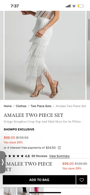 New Showpo Amalie 2PC Set Fringe Strapless Crop Top & Midi Skirt Set Size XS thumbnail 2