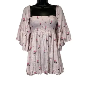 Free People Lana Off The Shoulder Floral Top in Cloud Berry Combo‎ Size S thumbnail 3