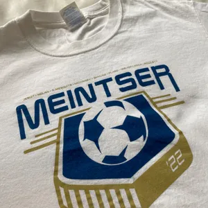 white blue tan gold soccer tee Size M thumbnail 5