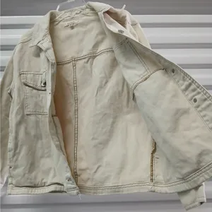 Pacsun Womens Denim Jacket XS/S Beige Oversized Y2K Shacket Trucker Coat Coastal thumbnail 6