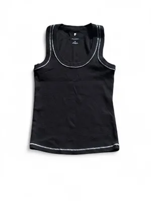 Pilcro Sunny Scoop Neck Icon Tank Black w White Contrast Stitching Sz XS Ribbed thumbnail 3