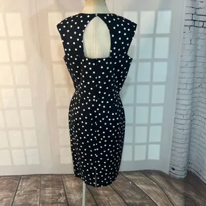 White House Black Market NWT Black And White Polka Dots Sheath Dress Size 12 thumbnail 5