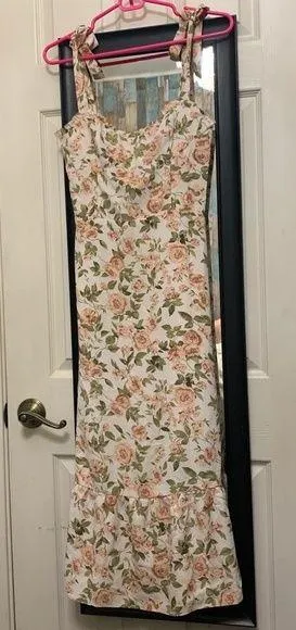 Floral evening dress long strappy dress prom wedding evening date night thumbnail 1