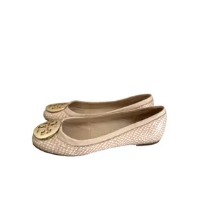Tory Burch Reva Size 37 Beige Snake Print Leather Ballet Flats thumbnail 5
