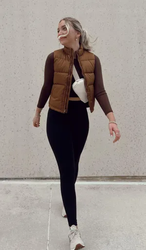 Caramel brown old navy puffer  thumbnail 2