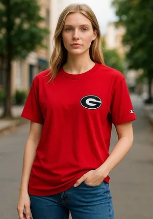 Champion UGA‎ Georgia Red Logo Tee Shirt - Size Large thumbnail 1