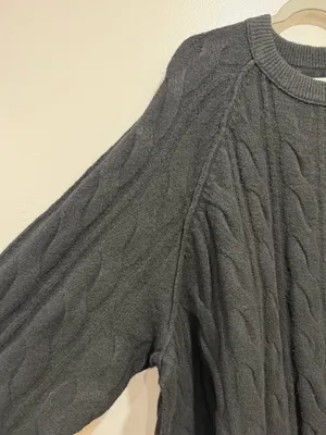 Aerie Black Cable Knit Oversized Sweater Size XXL NWT thumbnail 4