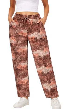 NWT Rewash Paperbag Waist Jogger Pants Abstract Print Belted High Rise Sz Large thumbnail 1