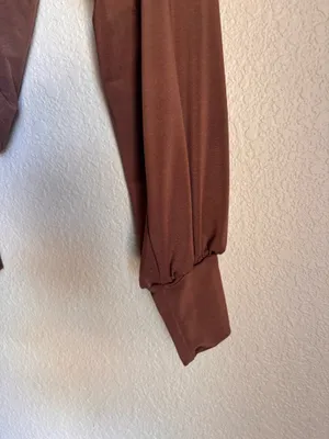 Brown long sleeve wrap top western boho party thumbnail 4