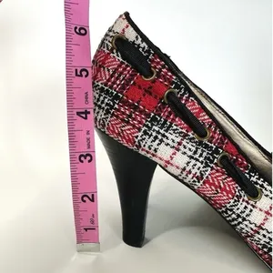 Steve Madden NINNA Plaid Peep Toe Heels Size 9 M Red Tweed Bow‎ Twee Y2K Pin-Up thumbnail 11