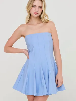 HYFVE Baby Blue Godet Strapless Skort Dress with Built-In Shorts – Large thumbnail 7