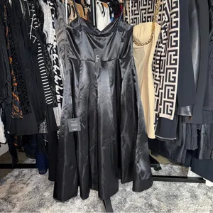 Lulus Something To Celebrate Black Satin A-Line Midi Dress With Pockets thumbnail 12