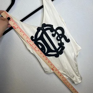 Christian Dior Vintage Logo One Piece Swimsuit Cream Black High Cut USA 34 Italy thumbnail 4