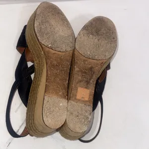 Vintage Y2K Lanvin Black Leather Platform Wood Jute Espadrille Wedge Shoes 40 thumbnail 4