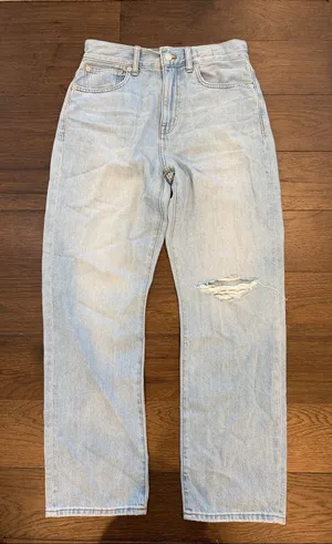 Madewell 90s Straight Crop Jeans Light Wash Distressed Size 26 - P29 thumbnail 1