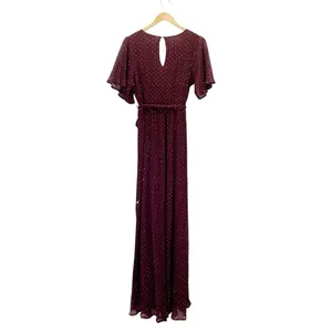Baltic Born Grace Sparkle Sequin Maxi Dress Mulberry Faux Wrap Slit Size Medium thumbnail 3
