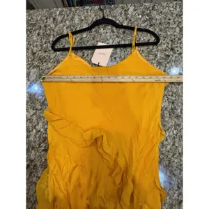La Ligne Gio Marigold Silk Maxi Dress Ruffle Size Large Sun Tiered Dry Clean thumbnail 9