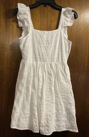 Francesca's White Ruffle Mini Dress With Bows thumbnail 1