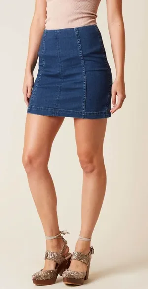 Free People Modern Femme Denim Stretch‎ Skirt, size 8 thumbnail 1