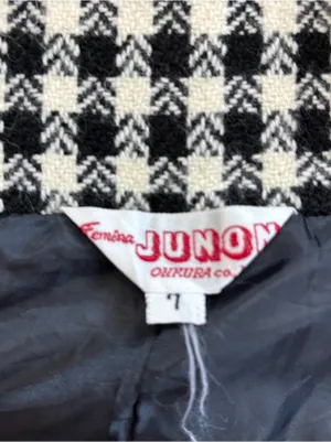 Sleeveless Black and Cream Houndstooth Button-Front Pinafore Dress thumbnail 7