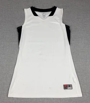 Nike Dri-FIT Tank Top Womens Small White Black V-Neck Team Jersey Athletic thumbnail 1