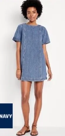 Old Navy Light Blue Denim Shift Dress thumbnail 1