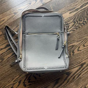 Calpak Grey Leather Bagpack Gray thumbnail 9