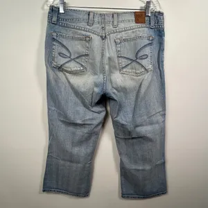 BKE Denim Light Wash Distressed Cropped Straight Leg Jeans Size 10 thumbnail 2