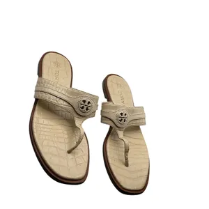 Tory Burch Miller Cream Crocodile Embossed Leather Thong Sandals 7.5M 8813 thumbnail 9