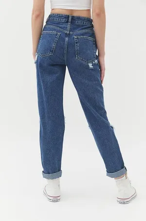 Urban Outfitters BDG High Waisted Mom Jeans Destroyed Medium Wash thumbnail 5