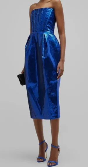 Bronx & Banco Women's Blue Sequined Strapless Corset Sheath Dress thumbnail 1