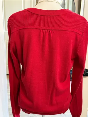 ST JOHN’S BAY Lightweight Cotton Red Cardigan L Grandpa Minimalist Preppy thumbnail 4