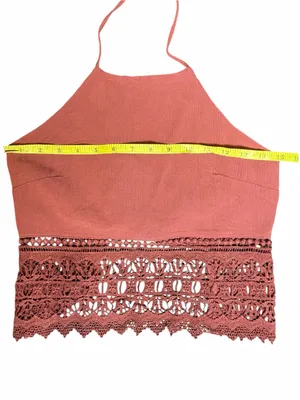 American Eagle XS Dusty Rose Crochet Lace Halter Crop Top Boho thumbnail 7