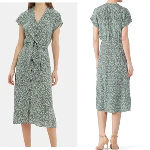 Veronica Beard Floral Giana Dress Green White Floral 100% Silk Size‎ 2 *FLAWED* thumbnail 2