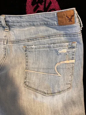 American Eagle Lightwash Distressed Straight leg Jeans thumbnail 5
