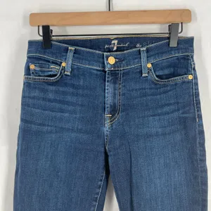 7‎ For All Mankind Jeans Womens 29 Blue Whiskering Denim Cotton Stretch Mid Rise thumbnail 2