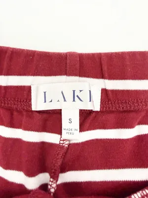Lake Pajamas Pima Cotton Wide Leg Pajama Lounge Pants Stripe Bordeaux Maroon thumbnail 8