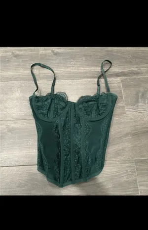 Urban Outfitters Dark Green Corset Top thumbnail 2