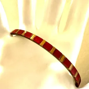 Red and gold tone vintage bangle bracelet thumbnail 7