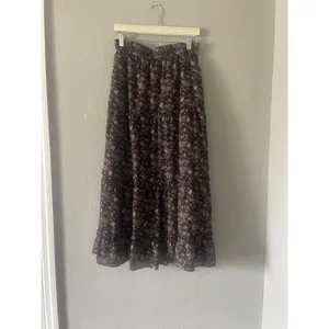 Madewell Crinkle Georgette Tiered Maxi Skirt in Blurred Blooms thumbnail 4