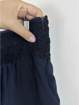 Connection 18 Vintage Y2K Black Tiered Ruffle Maxi Skirt Lace Waist XL Boho thumbnail 6