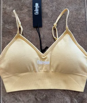 PacSun Civil Regime Pastel Yellow Kelly Seamless Bra Small thumbnail 3